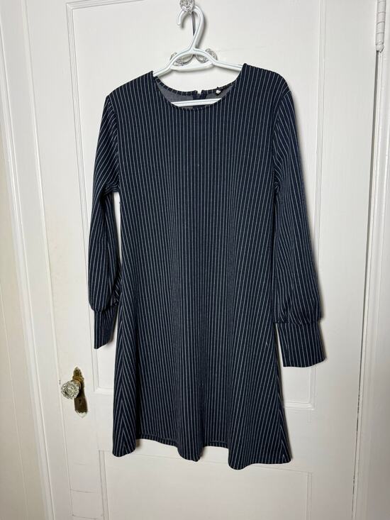 Ann Taylor Dresses & Skirts - Ann Taylor Dress L Navy Pinstripe Long Sleeve A Line Career Work Office Preppy